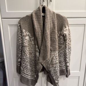 Abercrombie & Fitch Taupe and Cream Waterfall Knit Cardigan